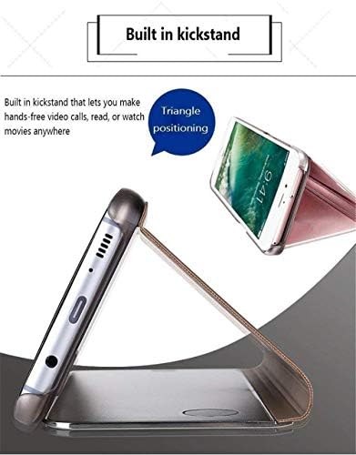 GYHOYA Kompatibilis a Samsung Galaxy S23 Plusz Esetben a Kitámasztó Flip Bőr Tisztán Smink Tükör Csillogó
