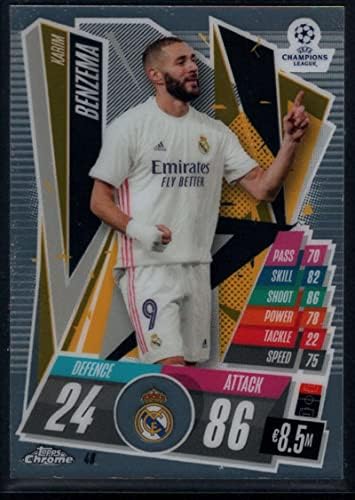 2020-21 Topps Chrome Match Attax UEFA UCL Liga 48 Karim Benzema a Real Madrid Futball Trading Card