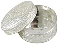 Ezüst Bevonatú Sindoor Doboz, Esküvő, Kumkum Doboz Vissza-Ajándék (5 cm), az Indiai Gyűjthető