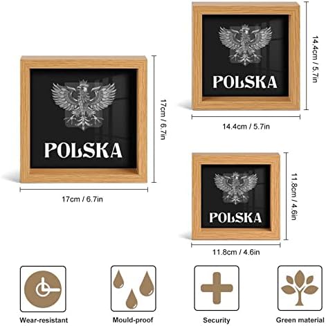 Lengyelország Zászló a lengyel Sas Fa Képkeret 3 Állítsa be képkeret Üveg Otthoni Irodájában Asztali Display