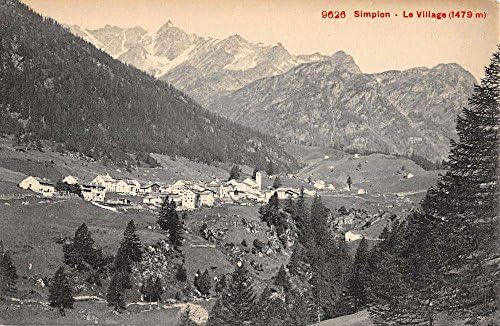Simplon Hágó Svájc Birdseye Kilátás A Falu Valais Antik Képeslap K15130