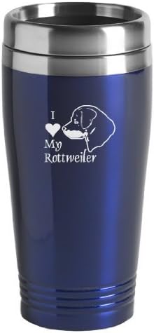 16 unciás Rozsdamentes Bögre - Szeretem A Rottweiler - Kék
