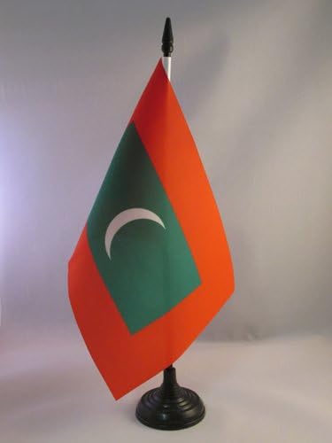 AZ ZÁSZLÓ Maldív-szigetek Táblázat Zászló 5 x 8 - Maldív Asztal Zászló 21 x 14 cm - es, Fekete Műanyag