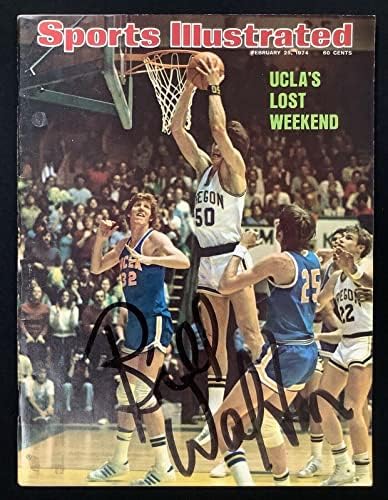 Bill Walton Aláírt Sports Illustrated 2/25/74 Nincs Címke UCLA Bruins Auto HOF SZÖVETSÉG - Dedikált Egyetemi