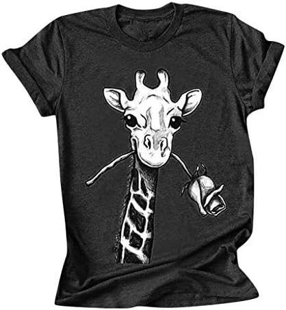 Női Vicces Állat Grafikus Póló Zsiráf Nyomtatás Alkalmi, Rövid Ujjú Nyári Aranyos T-Shirt Maximum