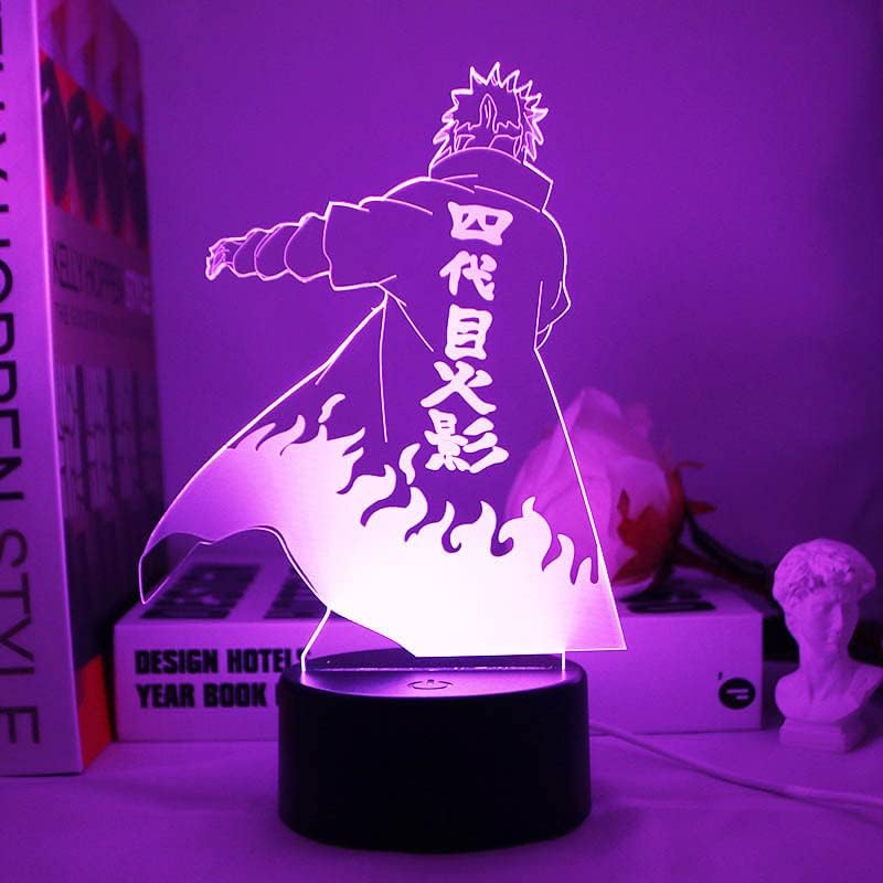 WILLQWECAT 3D-s Illúzió Lámpa Éjszakai Fény LED Anime Ninja Shinobi Ábra Anime led lámpa Anime Uzumaki