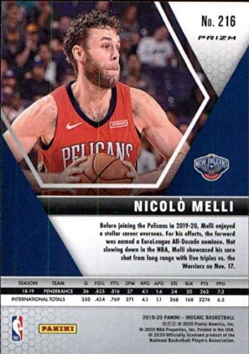 2019-20 Panini Mozaik Ezüst 216 Nicolo Melli RC Újonc New Orleans Pelicans NBA Kosárlabda Trading Card