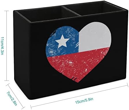 Chile Retro Szív Alakú Zászló PU Bőr Ceruza Birtokosai Többfunkciós Asztali ceruzatartó Tároló Szervező