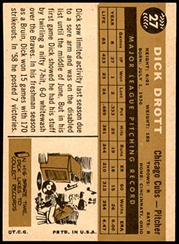 1960 Topps 27 Dick Drott Chicago Cubs (Baseball Kártya) EX Cubs