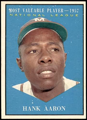 1961 Topps 484 Legértékesebb Játékos Hank Aaron Milwaukee Bátrabbak (Baseball Kártya) EX/MT Bátrabbak