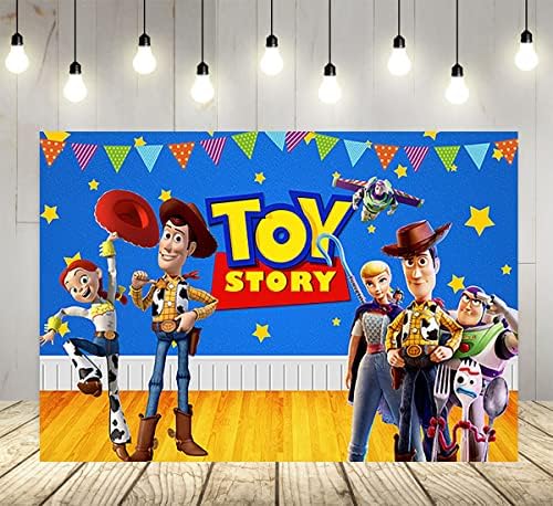 Kék Ég Játék Hátteret Születésnapi Party Kellékek Nyári Fotó Háttérrel, Toy Story Téma babaköszöntő Zászló