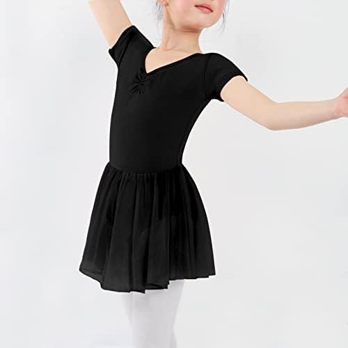 KEREDA Gyerekek Lányok Balett Dressz Rövid Ujjú Szoknyás Tánc Ruha 3-9Years