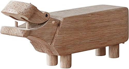 ZAMTAC Európai Stílusú Fa Víziló dán Kreatív Irodai Asztal Tömör Fából készült Játék Állat Dekoráció Otthon