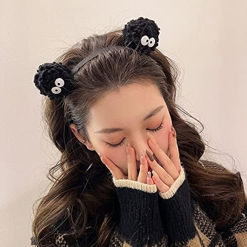 Elegáns Csinos Fekete Plüss Csúszásmentes Szeme Koreai Hajcsat Haj Oldalon Klip Hairbands Nők Haj Karika(A)