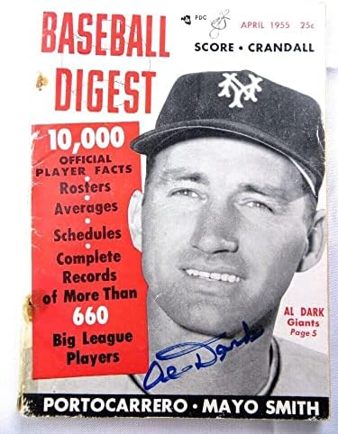 Alvin Sötét Aláírt Dedikált Magazin Baseball Digest 1955 Óriások SZÖVETSÉG AG39594 - Dedikált MLB Magazinok