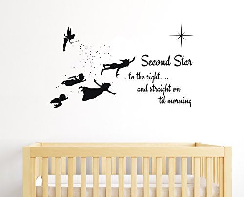 A második Csillag Jobbra - Peter Pan Tinkerbell Wendy & Gyerek - Baba Lány, Fiú, Unisex Szoba - Freskó