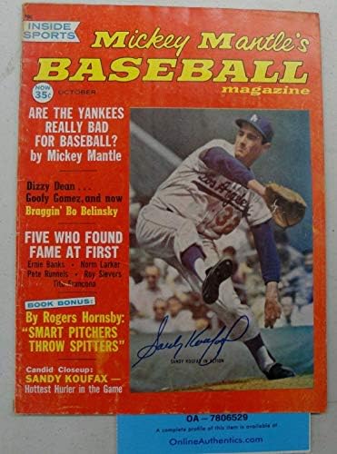 Sandy Koufax Aláírt Autogramot Mickey Mantle Baseball Magazin 1962 OA 7806529 - Dedikált MLB Magazinok