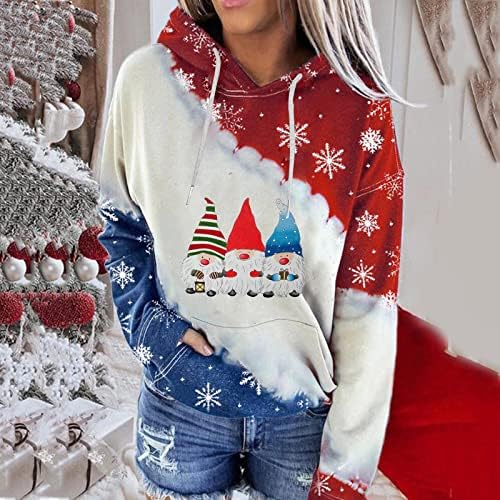 Karácsonyi Kapucnis Pulóvereket, Női Hosszú Ujjú Blúz Alkalmi Felsők Sweatershirt kapucnis felső Zsebek