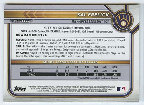 2022 Bowman Chrome Kilátások BCP-149 Sal Frelick Milwaukee Brewers MLB Baseball Trading Card