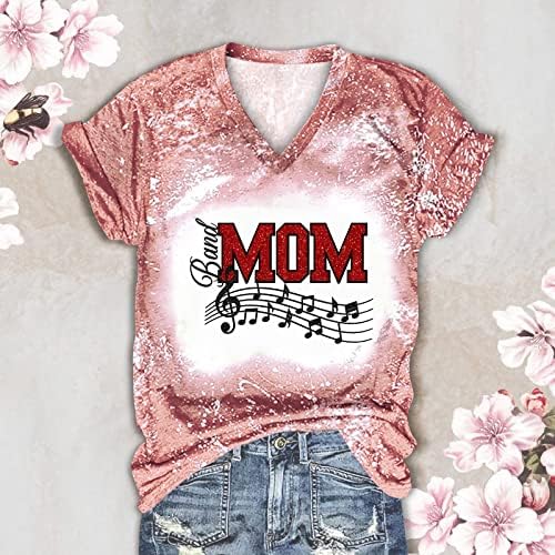 A Zenekar Anya Pólók Női Vicces Levél Nyomtatás Mama T-Shirt Rövid Ujjú Alkalmi Anya Életét Ing V-Nyak