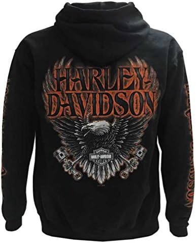 Harley-Davidson Férfi Sas Dugattyús Hosszú Ujjú Pulóver Kapucnis felső, Fekete 30299949