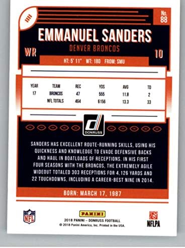 2018 Donruss Foci 88 Emmanuel Sanders Denver Broncos Hivatalos NFL Trading Card