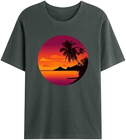 T-Shirt Férfi Alkalmi Nyári Rövid Ujjú Grafikus Póló Kerek Nyakkivágás Divat Pálmafa Nyomtatás Strand