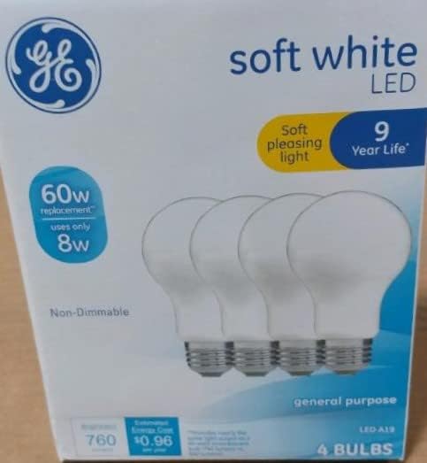 GE LED 19 60 watt Egyenértékű Puha, Fehér, Nem Szabályozható LED Izzó (4 / Csomag)