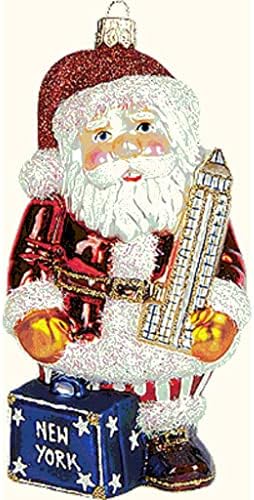 New York City Santa lengyel Fújt Üveg Karácsonyi Dísz NYC Dekoráció Birodalom