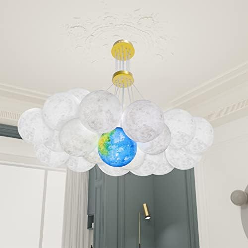 Modern, Kreatív Hold Bolygó Csillár: 19 Fények 3D Nyomtatás Buborék Labdát Medál Lámpa - 19 LED Izzók