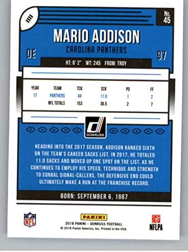 2018 Donruss Foci 45 Mario Addison Carolina Panthers Hivatalos NFL Trading Card