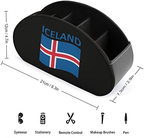 Zászló Izland Bőr Távirányító tartó, Vicces Caddy Tároló Doboz Asztali Szervező 5 Rekesz TV-készülék Blu-Ray