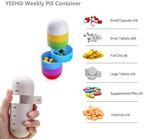 Vízálló Heti Tabletta Szervező 2 Csomag YEEHO BPA Mentes Utazási Kemping Túrázás 7 napos Kiegészítő Doboz