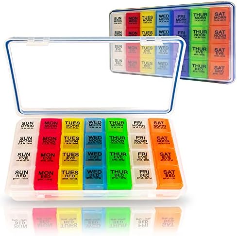 GMS Gasketed 7-Nap 4-Szer egy Nap Tabletta Szervező a Vitaminok, Tabletta, valamint Kiegészítők - BPA-Mentes