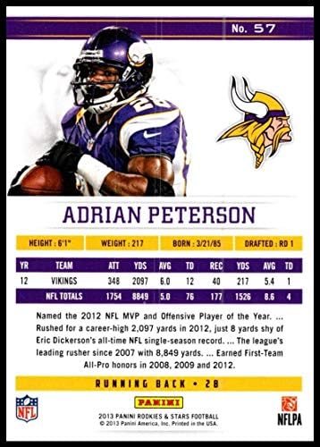 2013 Panini Újoncok, a Csillagok 57 Adrian Peterson NM-MT Minnesota Vikings Hivatalos NFL Labdarúgó-Trading