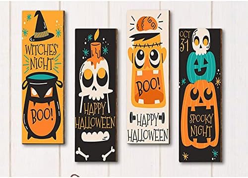Vagbalena 4 Darab Esik Ajtó Dekoráció Halloween Üdvözlő Táblát a Bejárati Ajtó Fali Táblák Lógnak Fa Hálaadás