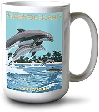 Lámpás Nyomja Meg A Delfinek Ugrás, Seabrook Island, Dél-Karolina ( Pamut Vászon Újrafelhasználható