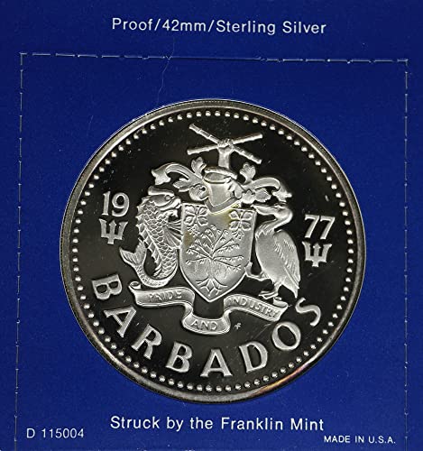 1975 BB KM-re található Barbados 17a Elizabeth II Ezüst Bizonyíték 10 Dollár Bizonyíték Franklin mint