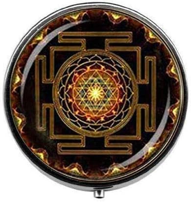 Steampunk Sri Yantra Mandala Buddhista Szent Geometria Ékszerek Varázsa - Art Fotó Tabletta Doboz Varázsa
