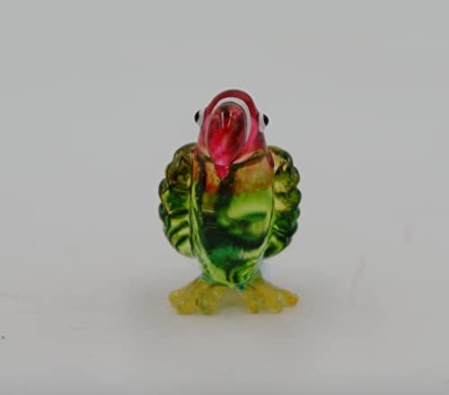 1 Ara Papagáj Zöld Üveg Figura Állatok Kézzel készített Kézzel Fújt Művészeti Gyűjthető Figurák Otthoni