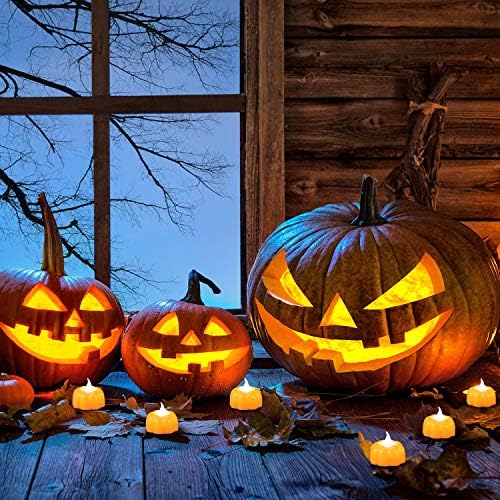 12 Db Hálaadás Kis Halloween Tök Tea Lámpák LED-es elemes LED Lámpák Meleg, Borostyán Sárga Fények Hálaadás