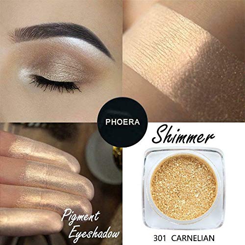 Phoera® Pigment Szemhéjpúder Paletta Fémes Csillogást Csillogó Laza Por szemhéjfesték Smink (301 CARNELIAN)