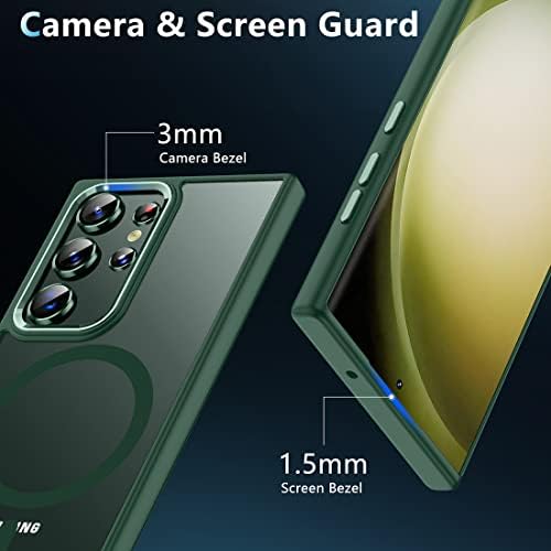TIANNIUKE Mágneses tok Samsung Galaxy S23 Ultra,[a Kamera Lencséjét Védő]Áttetsző Matt Anti-Ujjlenyomat,Kompatibilis