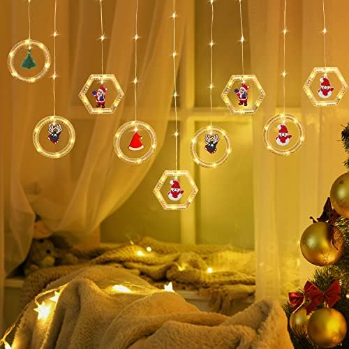 AIEX Karácsonyi Függöny Fények, 100 LED Függöny String Fények, USB Powered Távoli Függöny Fények az Ablakon