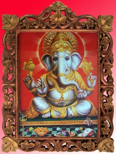 Ganesha Ül a Trónon, Posztert, Festményt, a Fa Kézműves Keret Art Kézműves Kézműves