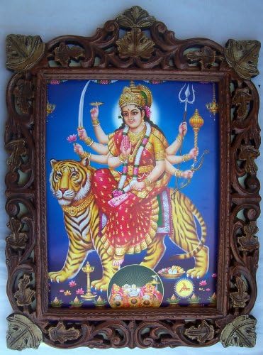 Kézműves Bolt Indiai Hindu Istennő Anya Vaishano Devi Posztert, Festményt, a Fa Kézműves Keret