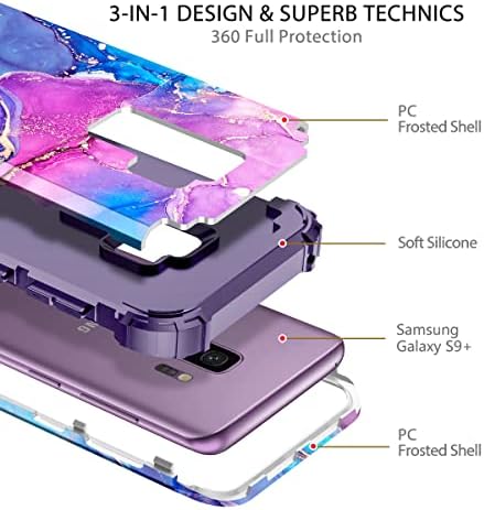 Hekodonk Galaxy S9+ Plusz az Esetben, nagy teherbírású Ütésálló Védelem Kemény Műanyag+Szilikon Gumi Hibrid