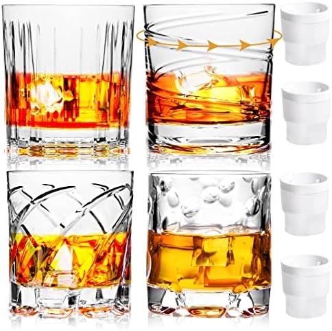 LURRIER Whiskys Pohár készlet 4,Régi Whiskys Poharat,10 oz Kristály Whiskys Üveg Whisky,Whiskey,4 minta