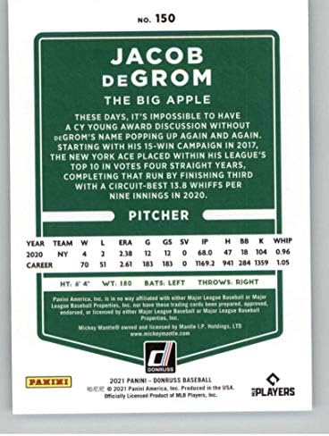 2021 Donruss Variációk 150 Jacob deGrom New York Mets Baseball Trading Card
